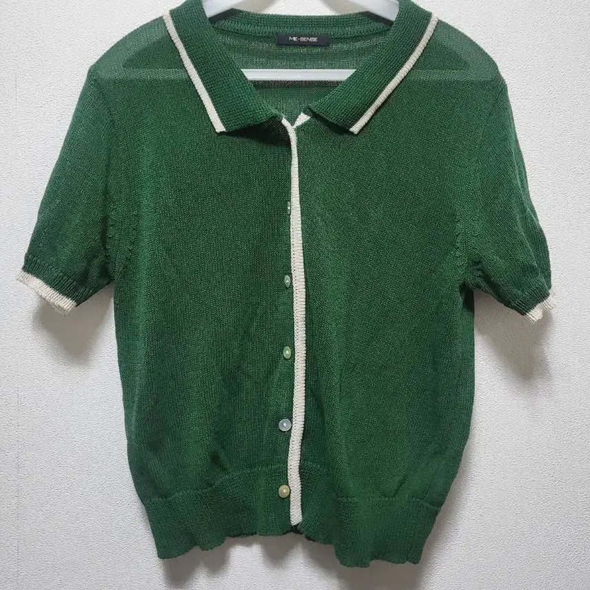 [BUNJANG] ME-SENSE Green Collar Short Cardigan / 72318 ME-SENSE 그린색 카라 숏 가디건