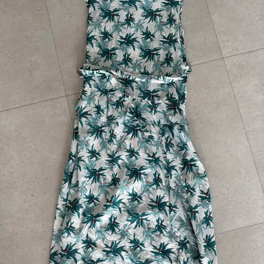 [BUNJANG] Palm Tree Print Sleeveless Maxi Dress / 야자수 무늬 원피스 민소매 여름 롱원피스