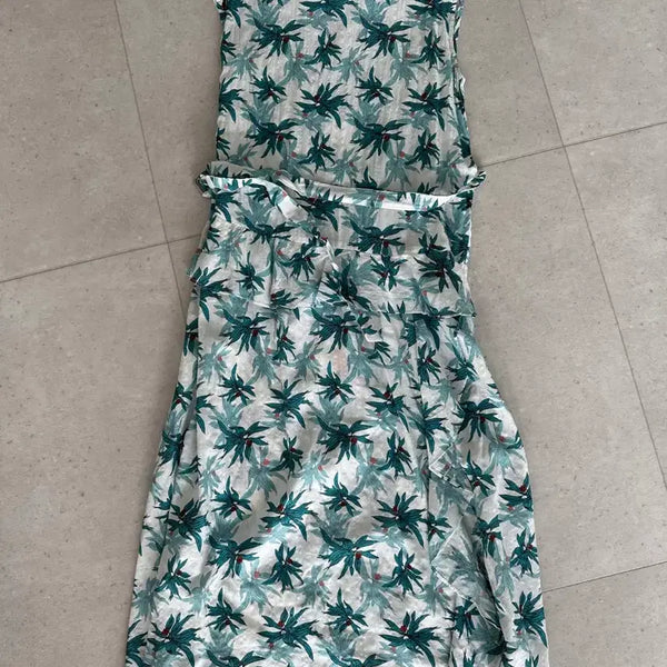 [BUNJANG] Palm Tree Print Sleeveless Maxi Dress / 야자수 무늬 원피스 민소매 여름 롱원피스