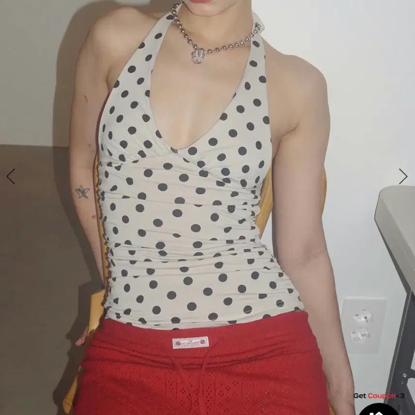 [BUNJANG] Sculptor Dot Halter Top (Size M) / 스컬프터 도트 홀터 탑 M 새상품