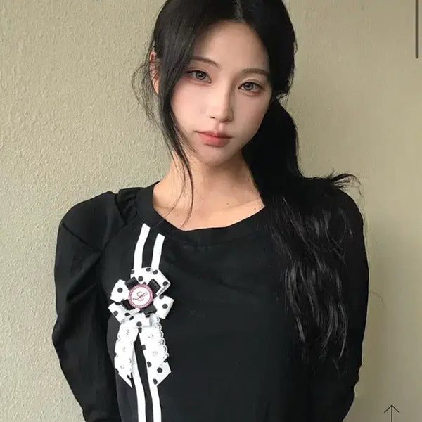 [BUNJANG] Love is True Rosette Shirring T-Shirt Black / 반값보다싸게 판매) 러브이즈트루 로제트 셔링티 블랙 실착x