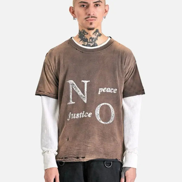 [BUNJANG] Wally Chavarria No Peace No Justice T-Shirt / 월리 차바리아 no peace no justice 티셔츠