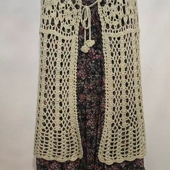 [BUNJANG] Vintage Crochet Knit Long Vest / 빈티지 크로셰 니트 롱조끼