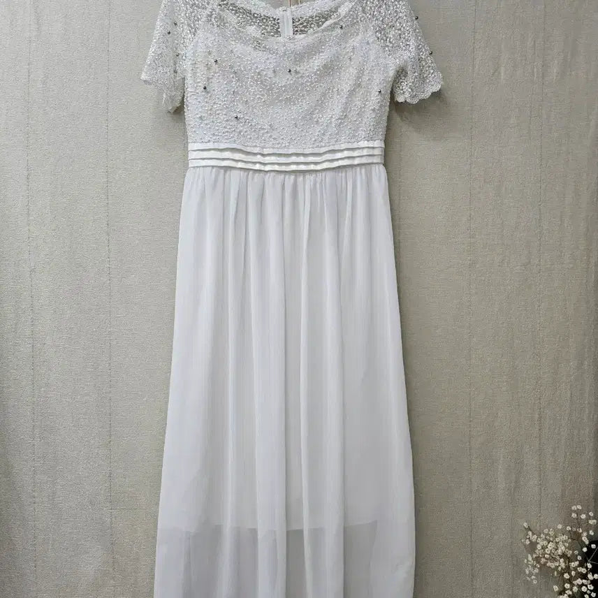 [BUNJANG] White Pearl Lace Dress / 화이트 진주레이스 드레스원피스