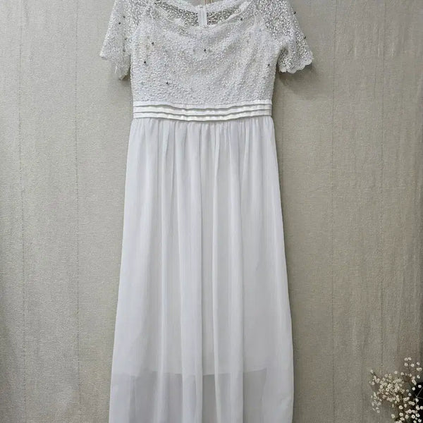 [BUNJANG] White Pearl Lace Dress / 화이트 진주레이스 드레스원피스
