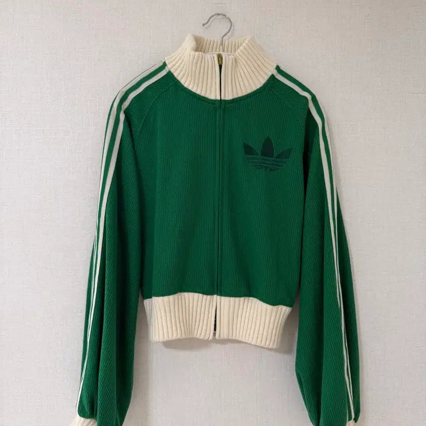 [BUNJANG] Adidas Ivory & Green Knit Jersey / [아디다스] 아이보리&그린 니트져지