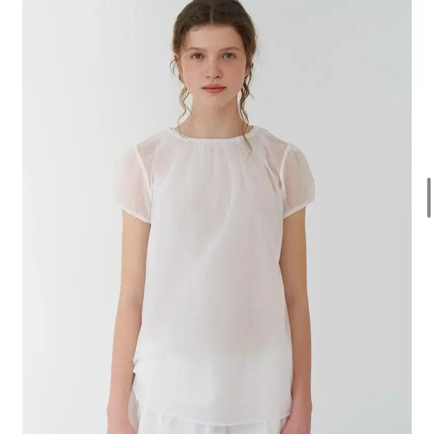 [BUNJANG] Pesto Sheer Shirring Blouse White / 페스토 sheer shirring blouse white