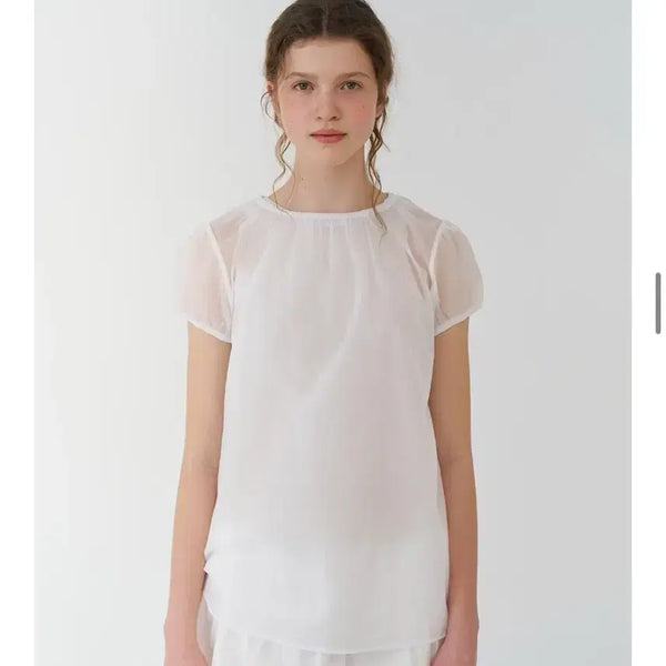 [BUNJANG] Pesto Sheer Shirring Blouse White / 페스토 sheer shirring blouse white