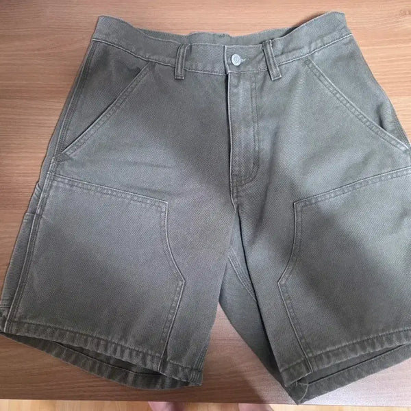 [BUNJANG] Outstanding Carpenter Double Knee Shorts Khaki / 아웃스탠딩 카펜터 더블니 쇼츠 카키 새상품