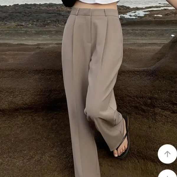 [BUNJANG] Brown Pin Tuck Slacks - M / 브라운 핀턱 슬랙스