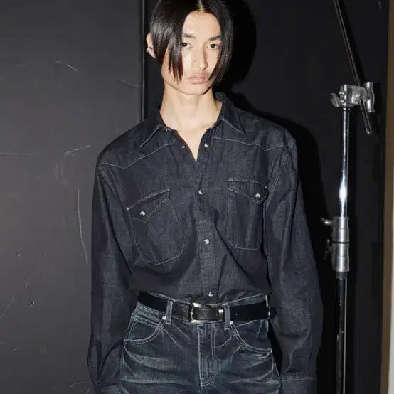 [BUNJANG] Ellmude Terry Denim Shirt Indigo Blue / 엘무드 테리 데님 셔츠 인디고 블루