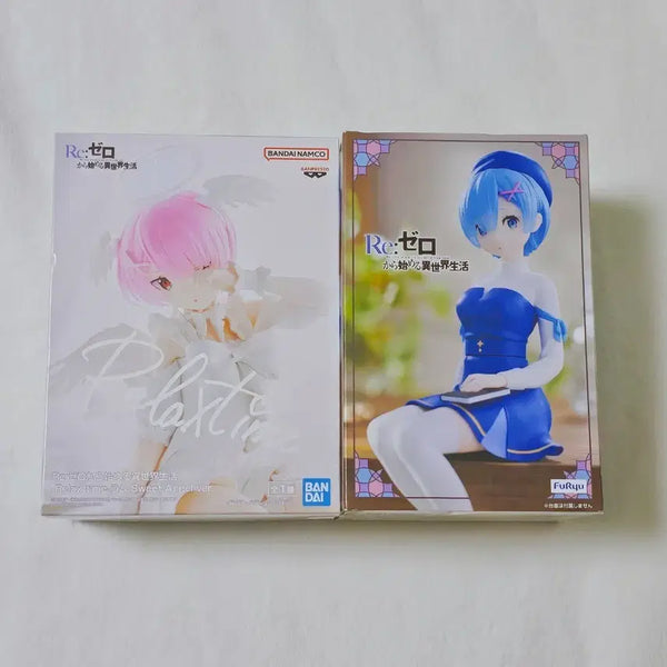 [BUNJANG] Re:Zero Relax Time Sweet Angel Ram & Noodle Stopper Literary Girl Rem Figure Set / 리제로 릴렉스타임 스위트 엔젤 람, 누들스토퍼 문학소녀 렘 피규어