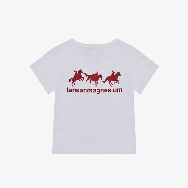 [BUNJANG] Magnesium Carbonate Horse Rabbit T-Shirt Red / 탄산마그네슘 홀스 래빗 티셔츠 레드
