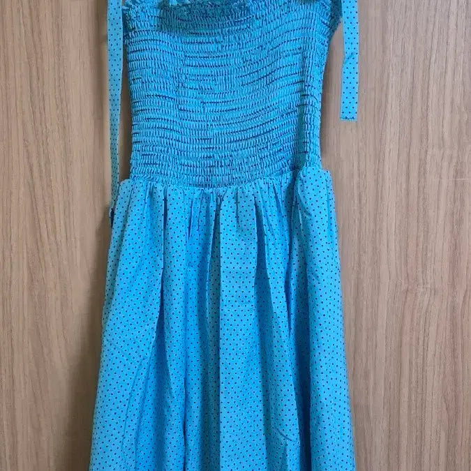 [BUNJANG] Pauly Blu Dot Strap Dress / 파울 블루도트 끈 원피스