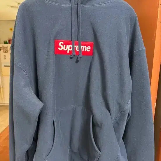[BUNJANG] Supreme Box Logo Hoodie Sweatshirt Navy / 슈프림 박스로고 후드 스웨트셔츠 네이비 - 24FW  라지사이즈  평소 174/84 기준 잘맞습니다 루즈핏