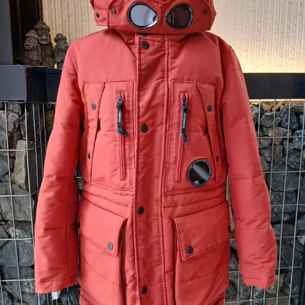 [BUNJANG] CP Company Goggle Down Padded Jacket Orange Size 100 / CP컴퍼니 고글 다운패딩 오렌지 100