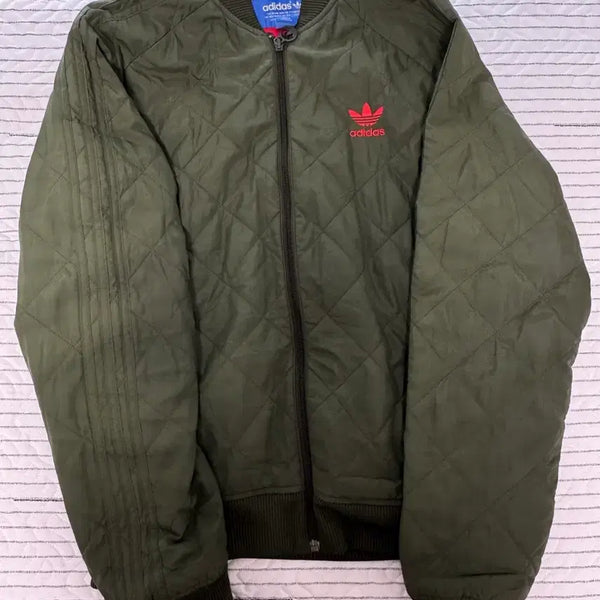 [BUNJANG] Adidas Khaki Lightweight Padded Jacket / 아디다스 카키 경량패딩