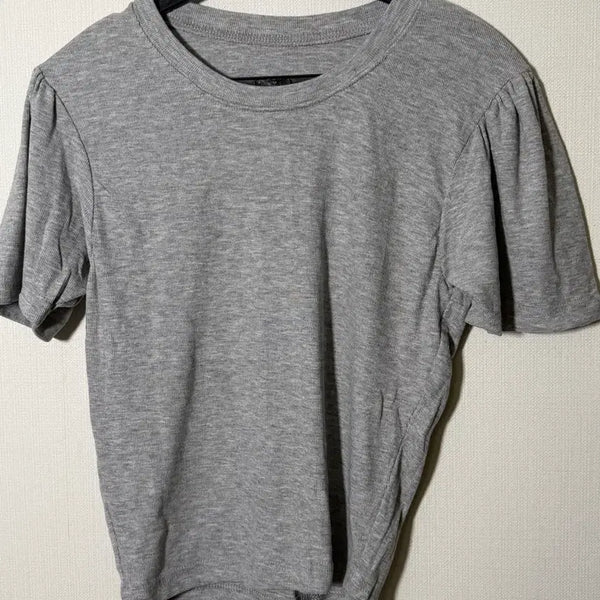 [BUNJANG] Grey Puff Short Sleeve T-Shirt / 그레이 퍼프 반팔 티셔츠