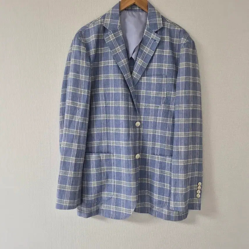[BUNJANG] Club Cambridge Linen Jacket Sky Blue Check / 클럽캠브리지린넨자켓(드라이완료)