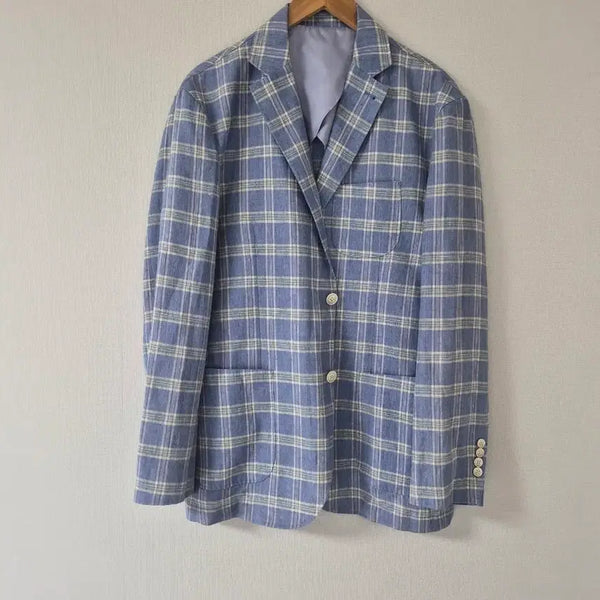 [BUNJANG] Club Cambridge Linen Jacket Sky Blue Check / 클럽캠브리지린넨자켓(드라이완료)