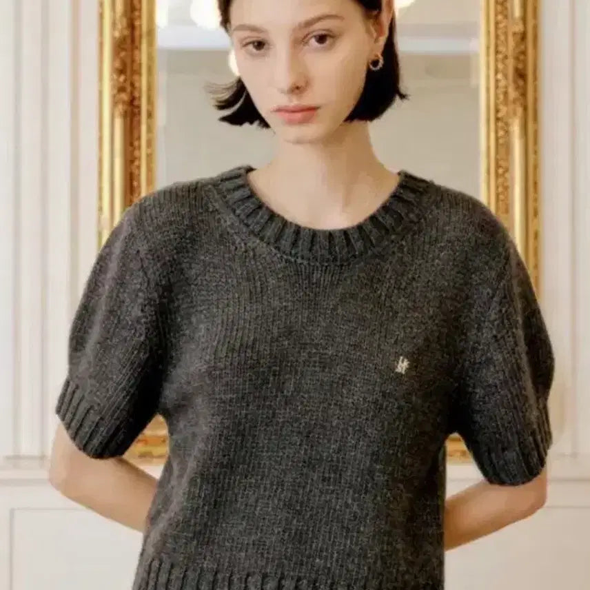 [BUNJANG] Lookast Erin Wool Knit Top Charcoal / 룩캐스트 에린 울 니트 탑 차콜