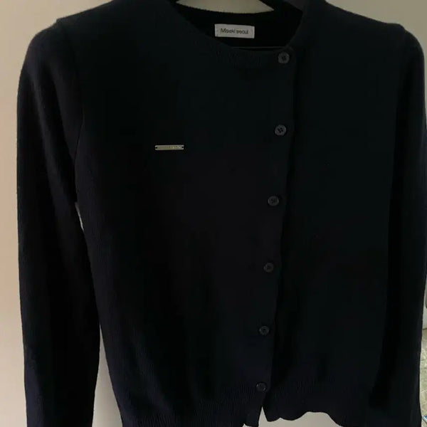 [BUNJANG] Miseki Seoul Asymmetric Knit Cardigan Navy / 미세키서울 언발란스 니트 가디건 남색