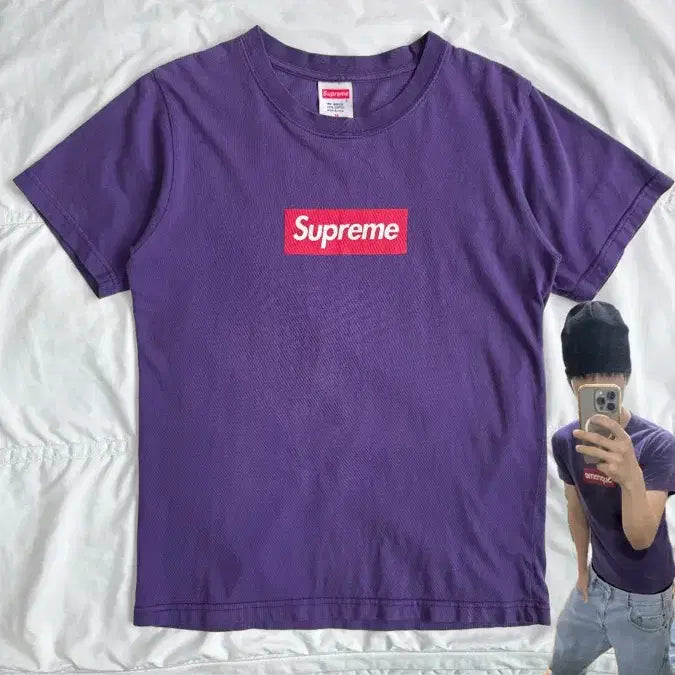 [BUNJANG] Supreme Box Logo Purple T-Shirt / 슈프림 박스로고 퍼플 반팔