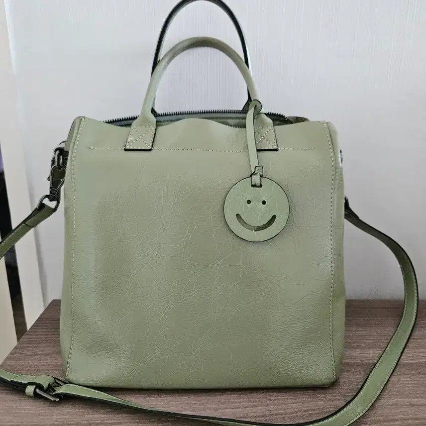[BUNJANG] Soft Calfskin Leather Tote Bag - Mint / 부드러운 송아지가죽 가방 최상품