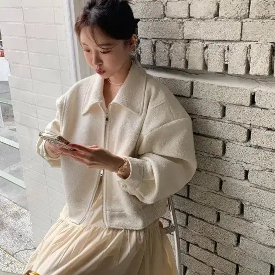 [BUNJANG] Bynice Bomber Tweed Jacket Ivory / 바이씨니 봄버비트위드자켓
