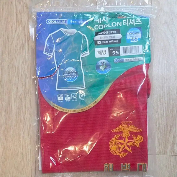 [BUNJANG] Kolon FM Fabric ROK Marine Corps T-Shirt (Size 95) - Unused, Unsealed / 미사용 미개봉 코오롱FM 원단 한국 해병대 반팔티 95사이즈 (줄자사진 참고)