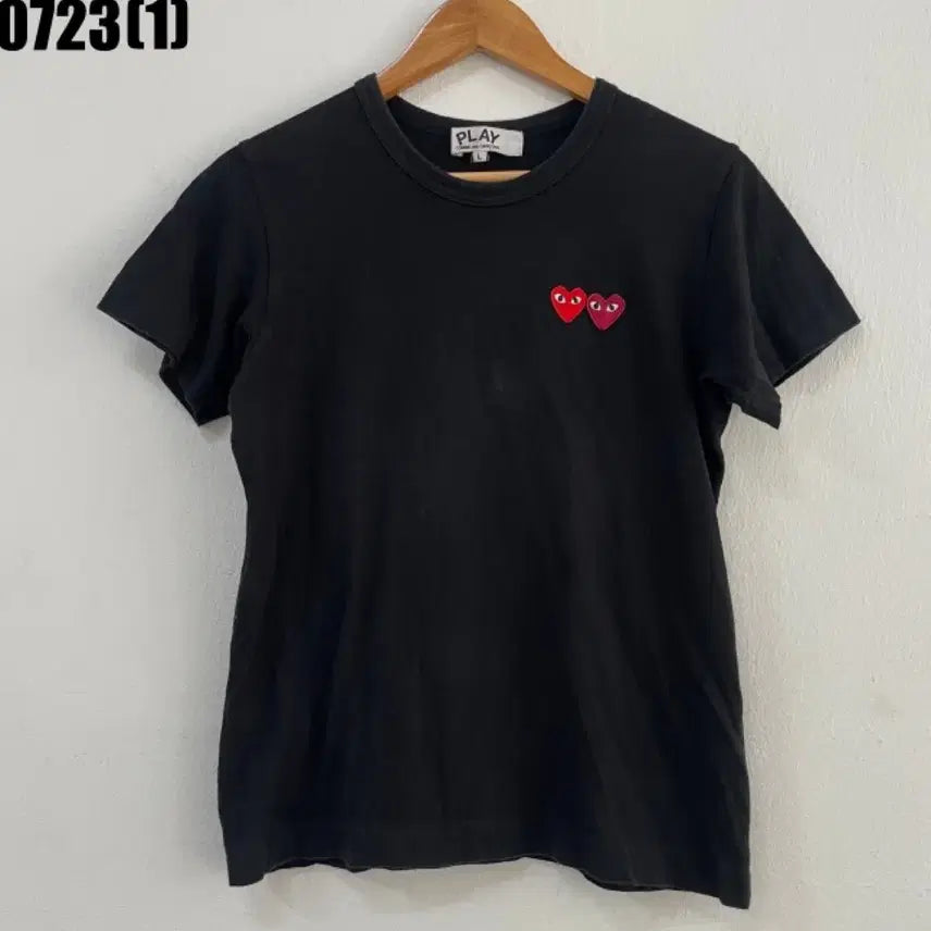 [BUNJANG] Comme des Garçons PLAY Double Heart Black T-shirt L / 꼼데가르송 플레이 반팔티 블랙 더블하트 L