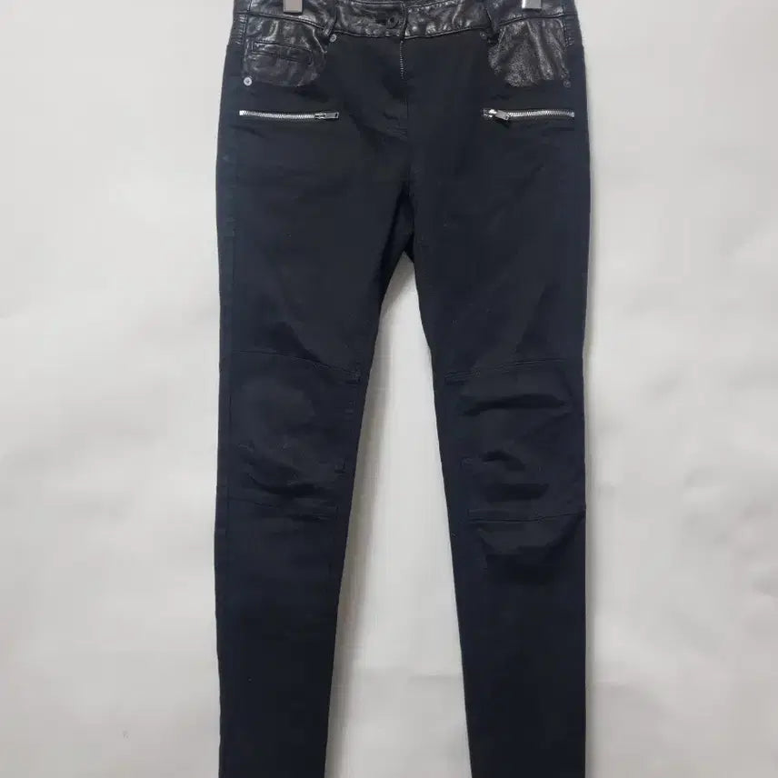 [BUNJANG] Maje Colorblock Skinny Pants / 마쥬 가죽 배색 스키니 팬츠 61-86
