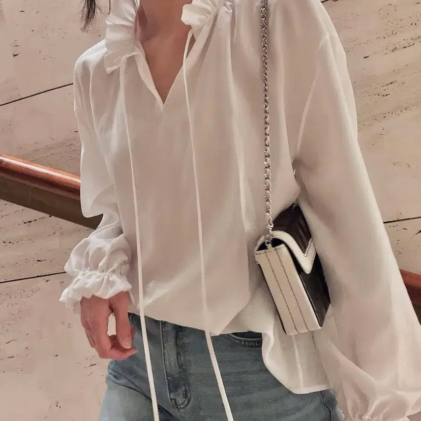 [BUNJANG] Blancsho Frill Blouse / 블랑쇼 프릴 블라우스