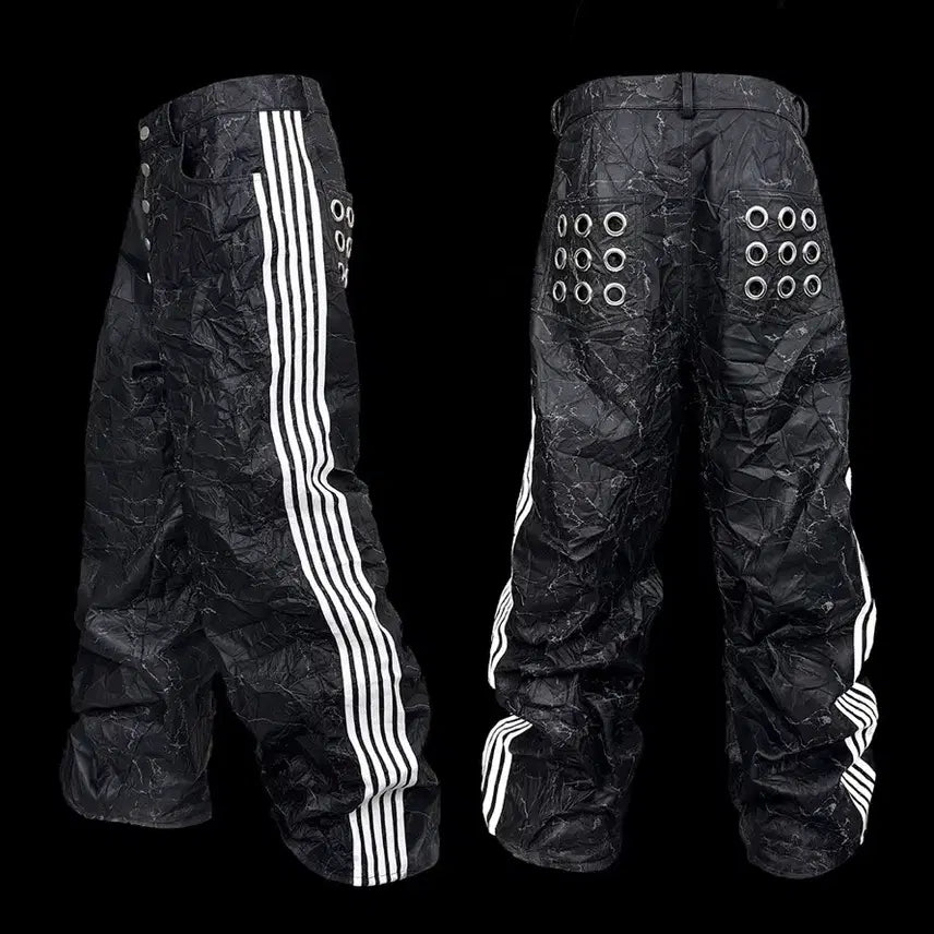 [BUNJANG] DND4DES Five-Stripe Crinkled Eyelet Pants XL / DND4DES Five-Stripe Crinkled Eyelet Pants 아일렛 팬츠 바지 XL