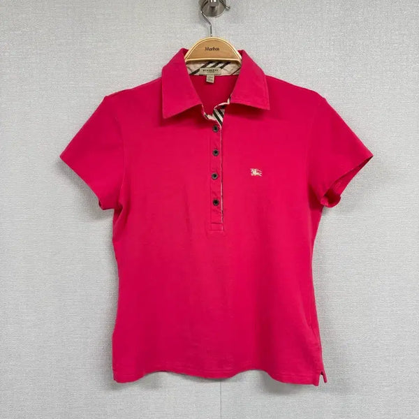 [BUNJANG] Burberry Check Collar Short Sleeve T-Shirt Pink / 버버리 카라 반팔 티셔츠