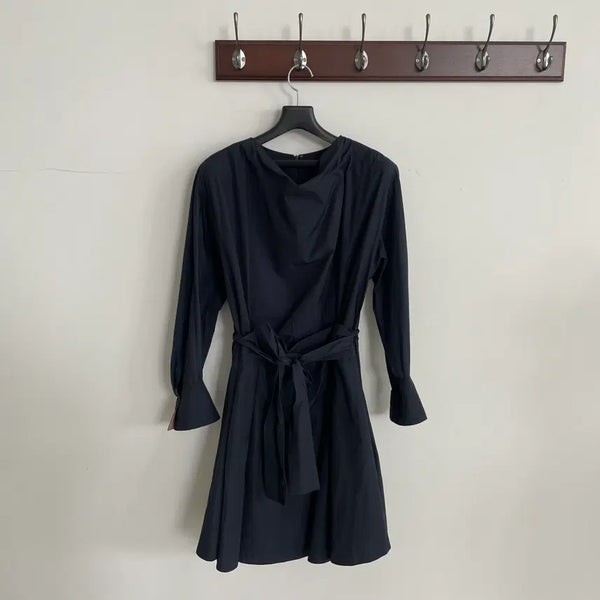 [BUNJANG] Mine Deep Navy Drape Long Dress / 마인 딥네이비 드레이프 롱 원피스