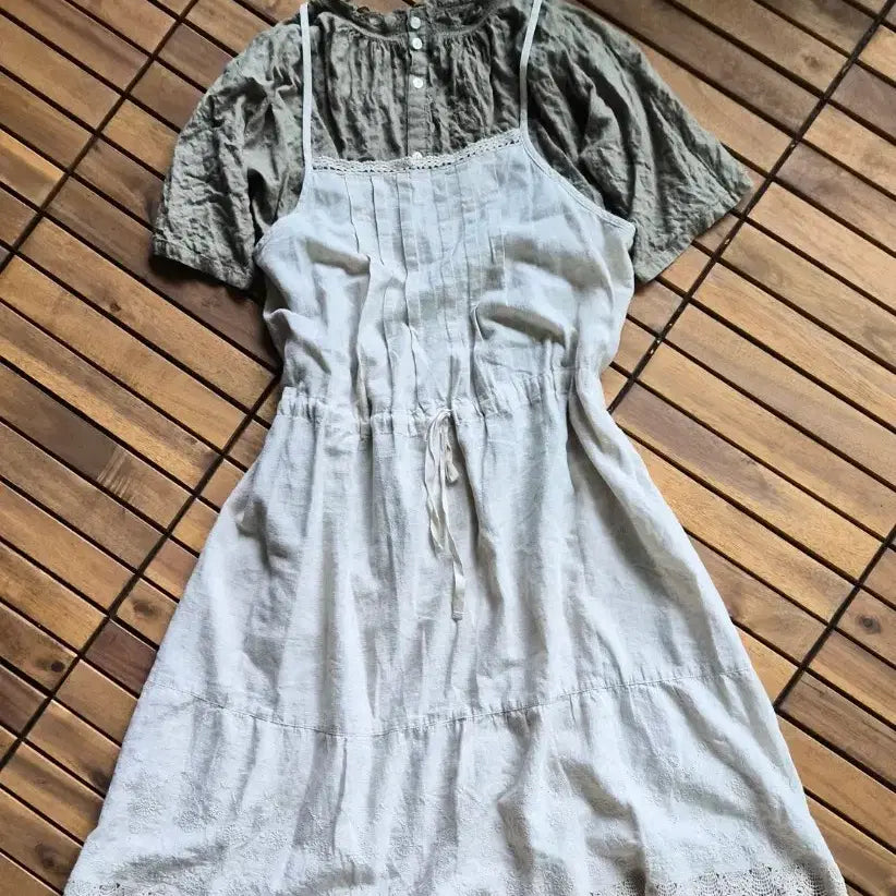 [BUNJANG] Linen Layered Dress Set / 일본 (린넨)  원피스 레이어드 세트