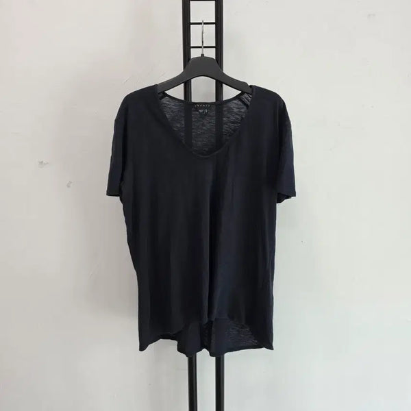 [BUNJANG] Theory Women's U-Neck Short-Sleeve T-Shirt Navy / 정품 띠어리 THEORY 여성 U넥 반팔 티셔츠 네이비