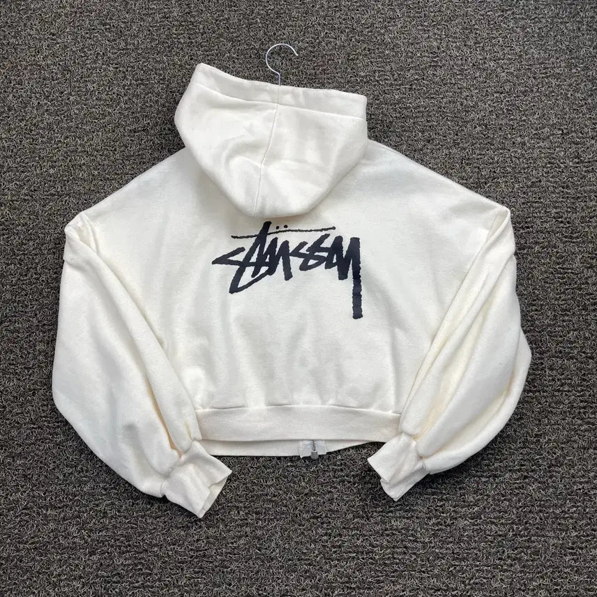 [BUNJANG] Stussy Stock Logo Crop Hoodie / 스투시 스탁로고 크롭 후드집업