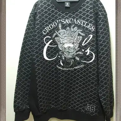 [BUNJANG] CROOKS&CASTLES Snake Big Print Oversized Sweatshirt / CROOKS&GASTLES 스네이크 빅무늬 오버핏 맨투맨 기모라운드티 XL