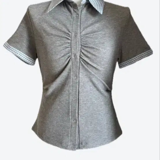 [BUNJANG] 8 Seconds Shirring Layered Short Sleeve Shirt / 에잇세컨즈 셔링 레이어드 반팔 셔츠