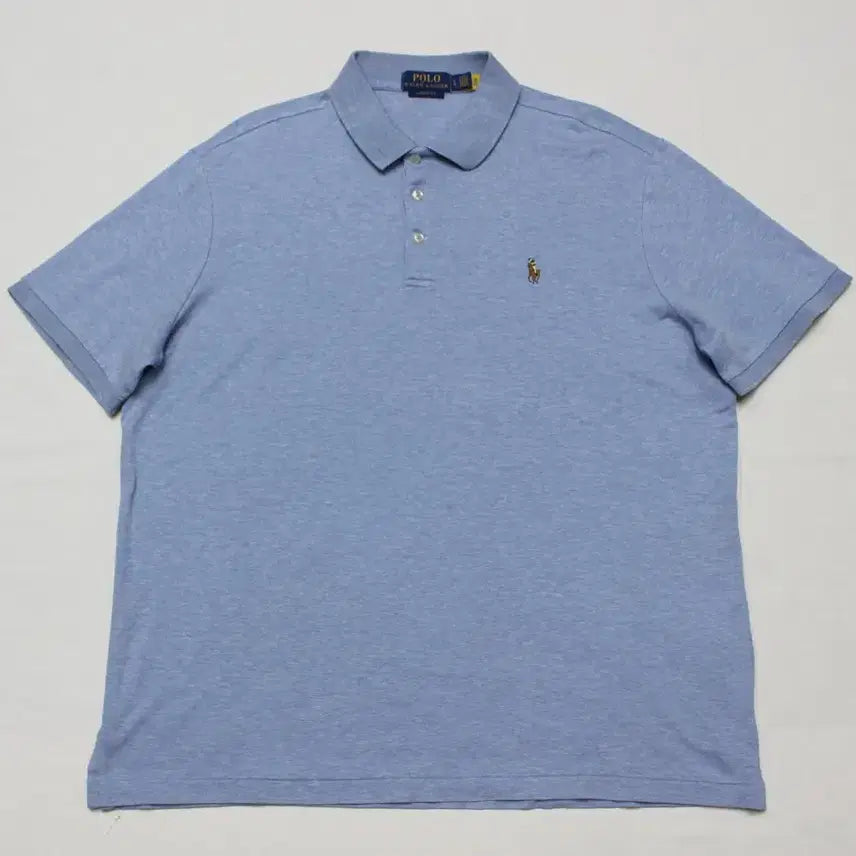 [BUNJANG] Polo Ralph Lauren Men's Relaxed Fit Sky Blue Cotton T-Shirt / 폴로 남성 넉넉 105 오색마크 반팔 티셔츠/D05