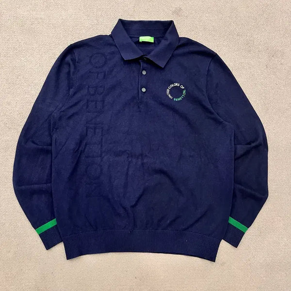 [BUNJANG] L.L. Bean Navy Collar Knit / L 베네통 신형 네이비 카라 니트