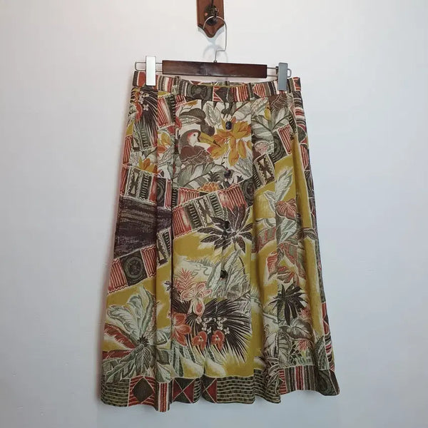 [BUNJANG] Leilian Vintage Button Tropical Skirt Made in Japan / leilian 빈티지 버튼 트로피컬 스커트 made in Japan