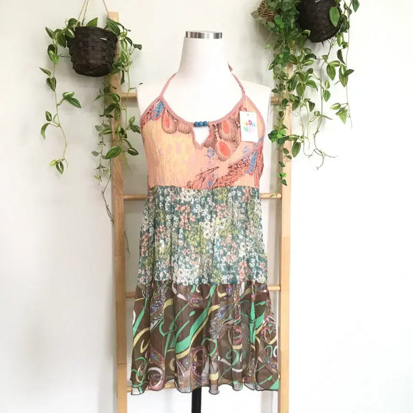 [BUNJANG] Ethnic Halter Neck Patchwork Sleeveless Top / JPN/ 히피홀터넥 에스닉홀터넥 홀터넥코디 가로패치슬리브리스