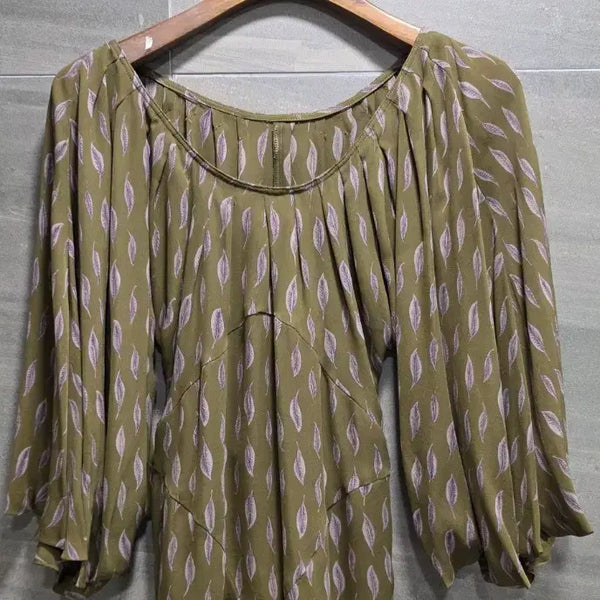 [BUNJANG] JS NEW YORK Silk 100% Shirring Pleats Sleeve Blouse / JS NEW YORK , 실크100%  셔링  플리츠 소매 블라우스