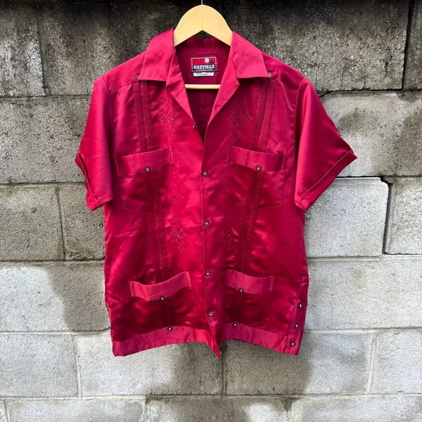 [BUNJANG] 70s-80s Greymax Satin Guayabera Cuban Shirt / 70~80s 빈티지 greymax 사틴 구아야베라 쿠바 셔츠