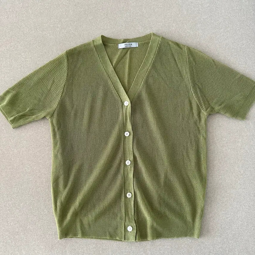 [BUNJANG] Olive Short Sleeve Cardigan Green / 올리브 반팔 가디건 그린