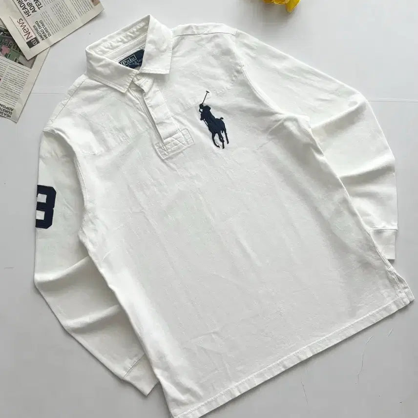 [BUNJANG] Polo Ralph Lauren Big Pony Rugby Shirt White / Polo 폴로랄프로렌 치프키프 화이트 럭비티