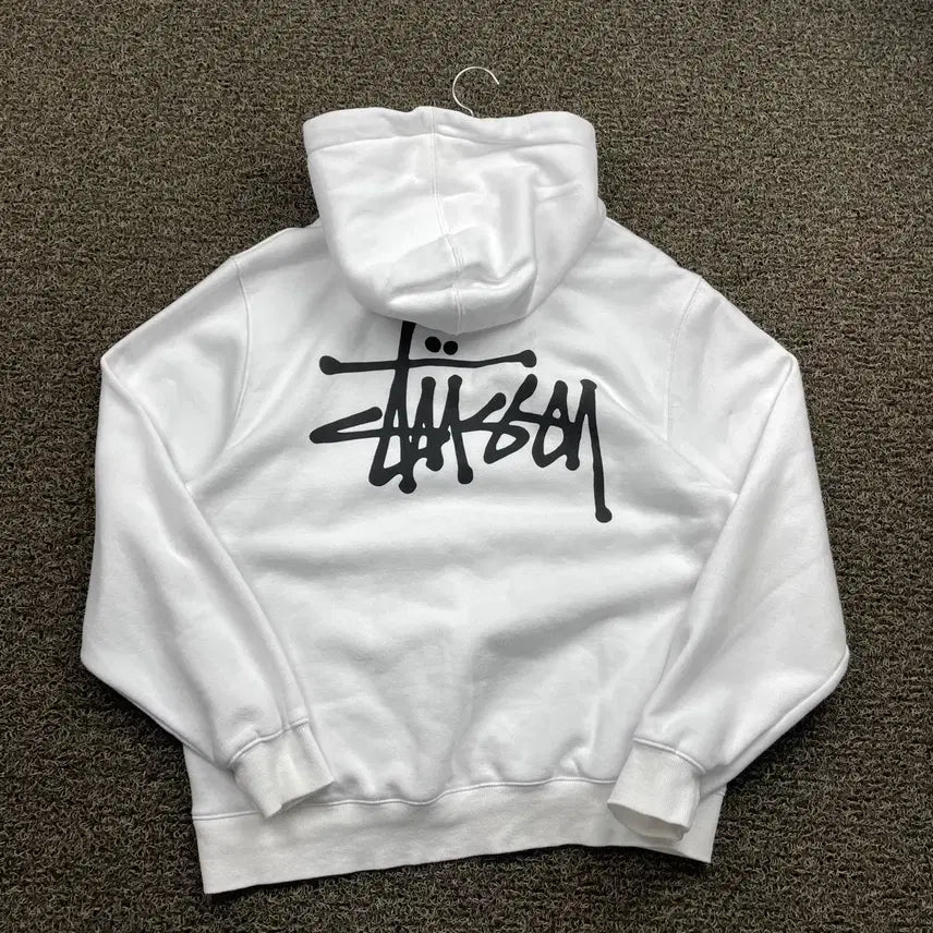 [BUNJANG] Stussy Stock Logo White Hoodie / 스투시 스탁로고 화이트 후드티